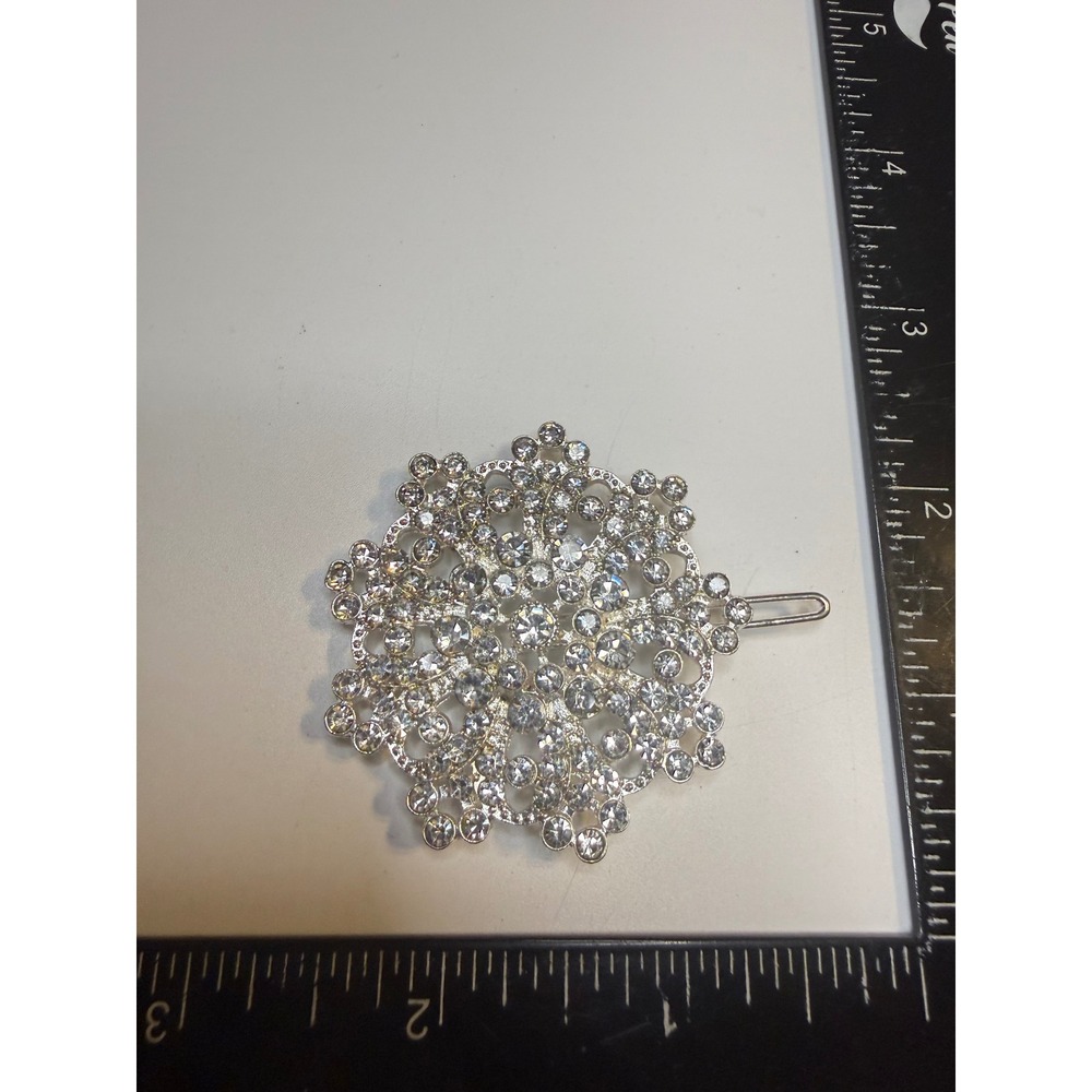 Silver Rhinestone Snowflake Hair Clip Filigree Winter Wedding Bobby Pin Barrette